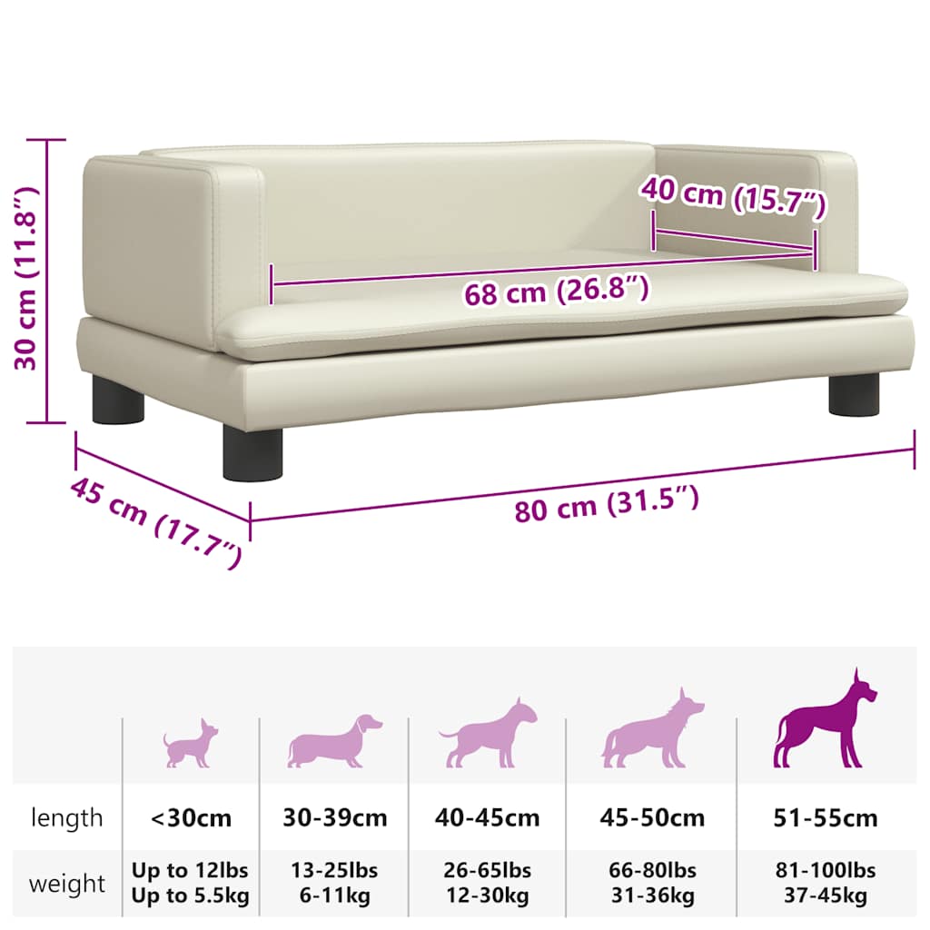  Lettino per Cani Crema 80x45x30 cm in Similpelle