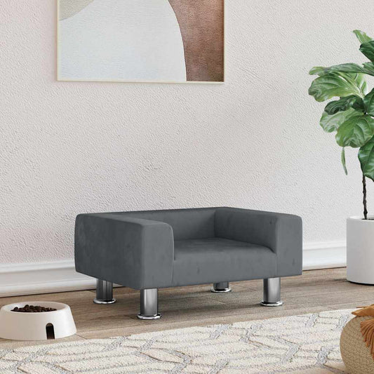  Lettino per Cani Grigio Chiaro 50x40x26,5 cm in Velluto