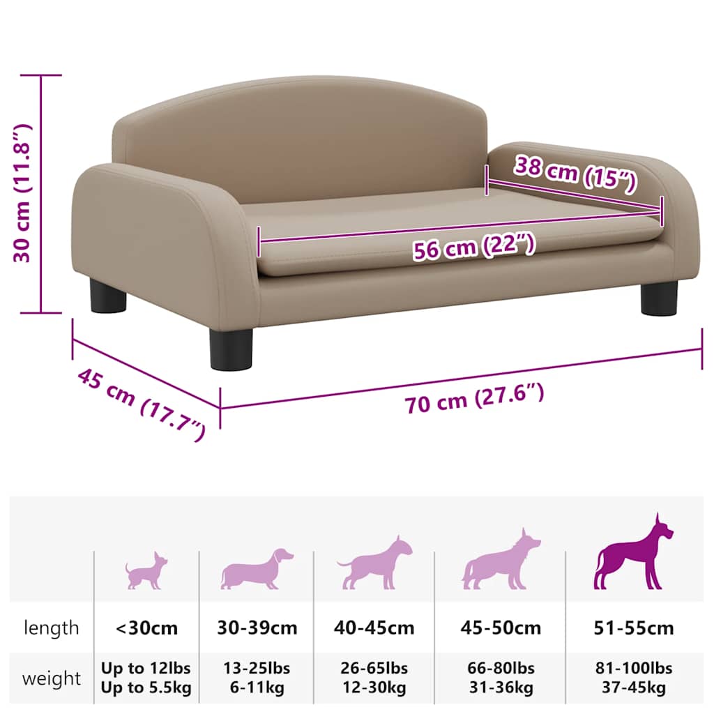  Lettino per Cani Cappuccino 70x45x30 cm in Similpelle