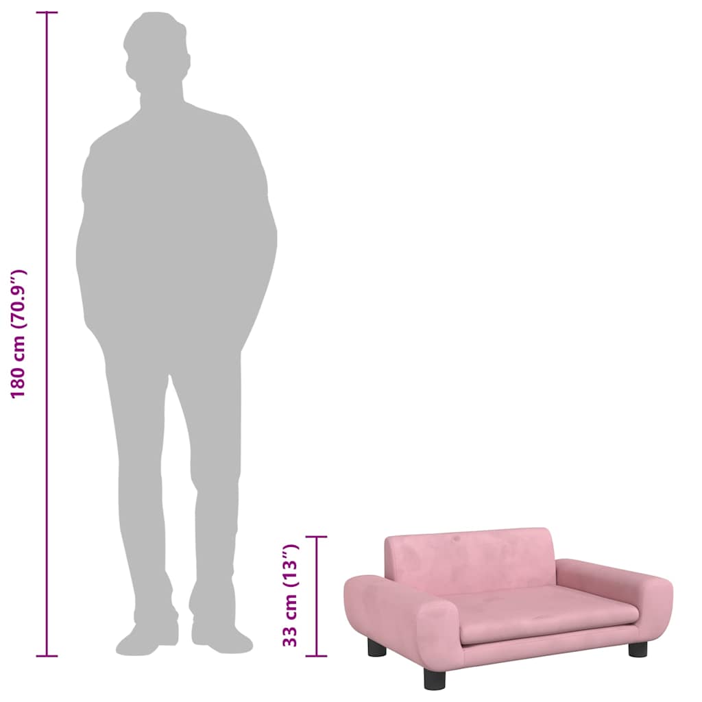  Lettino per Cani Rosa 70x45x33 cm in Velluto