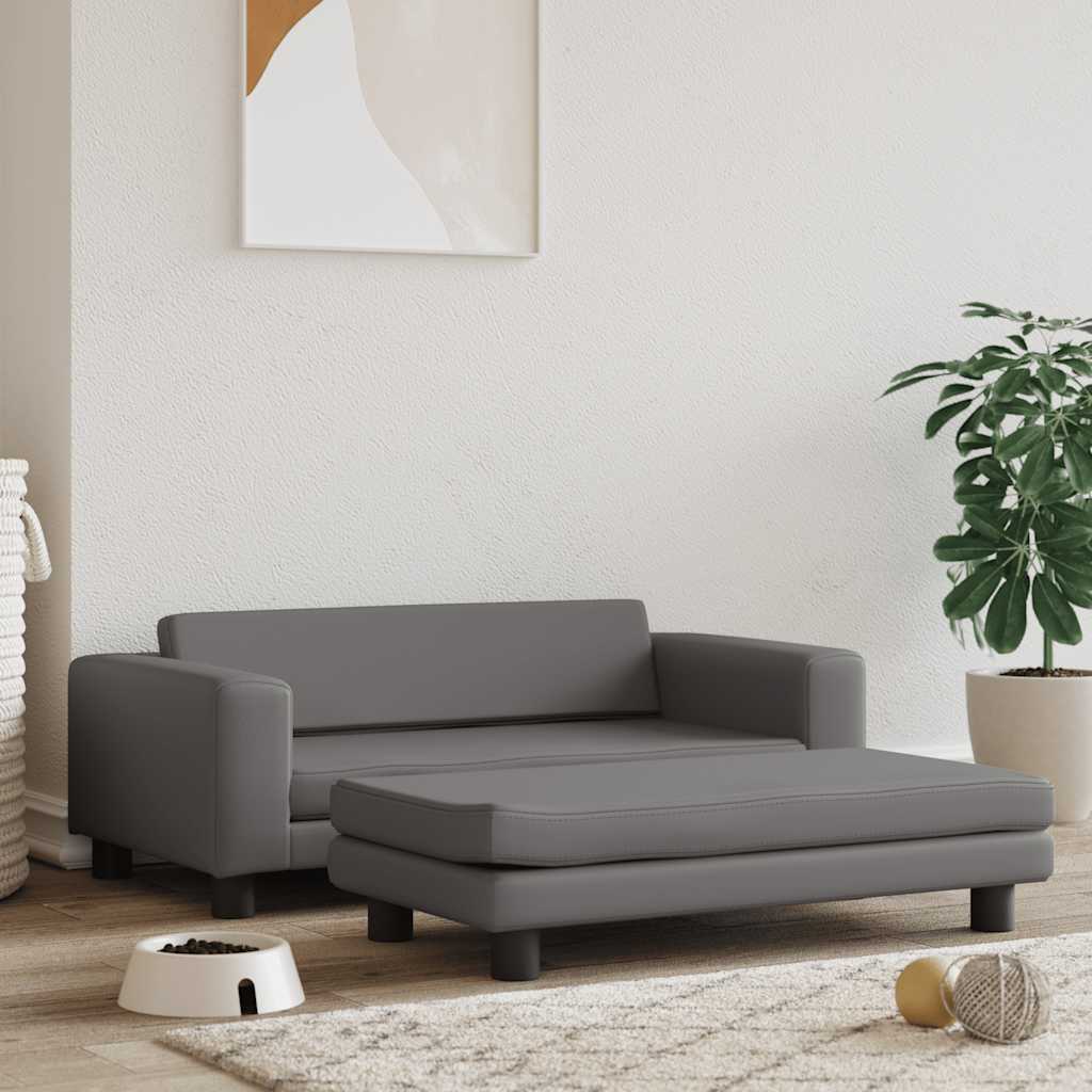  Lettino per Cani con Estensione Grigio 100x50x30 cm Similpelle