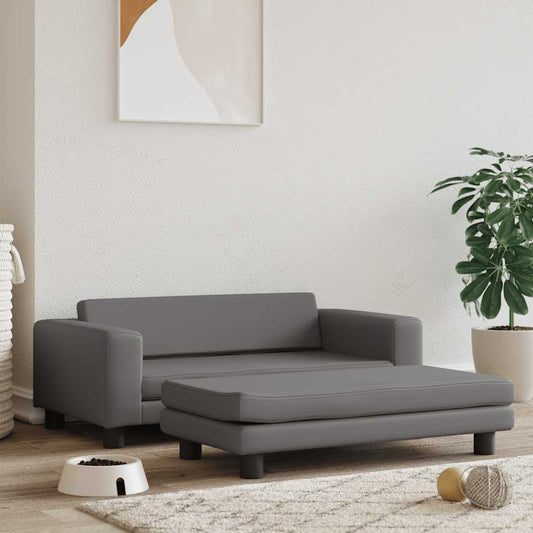  Lettino per Cani con Estensione Grigio 100x50x30 cm Similpelle