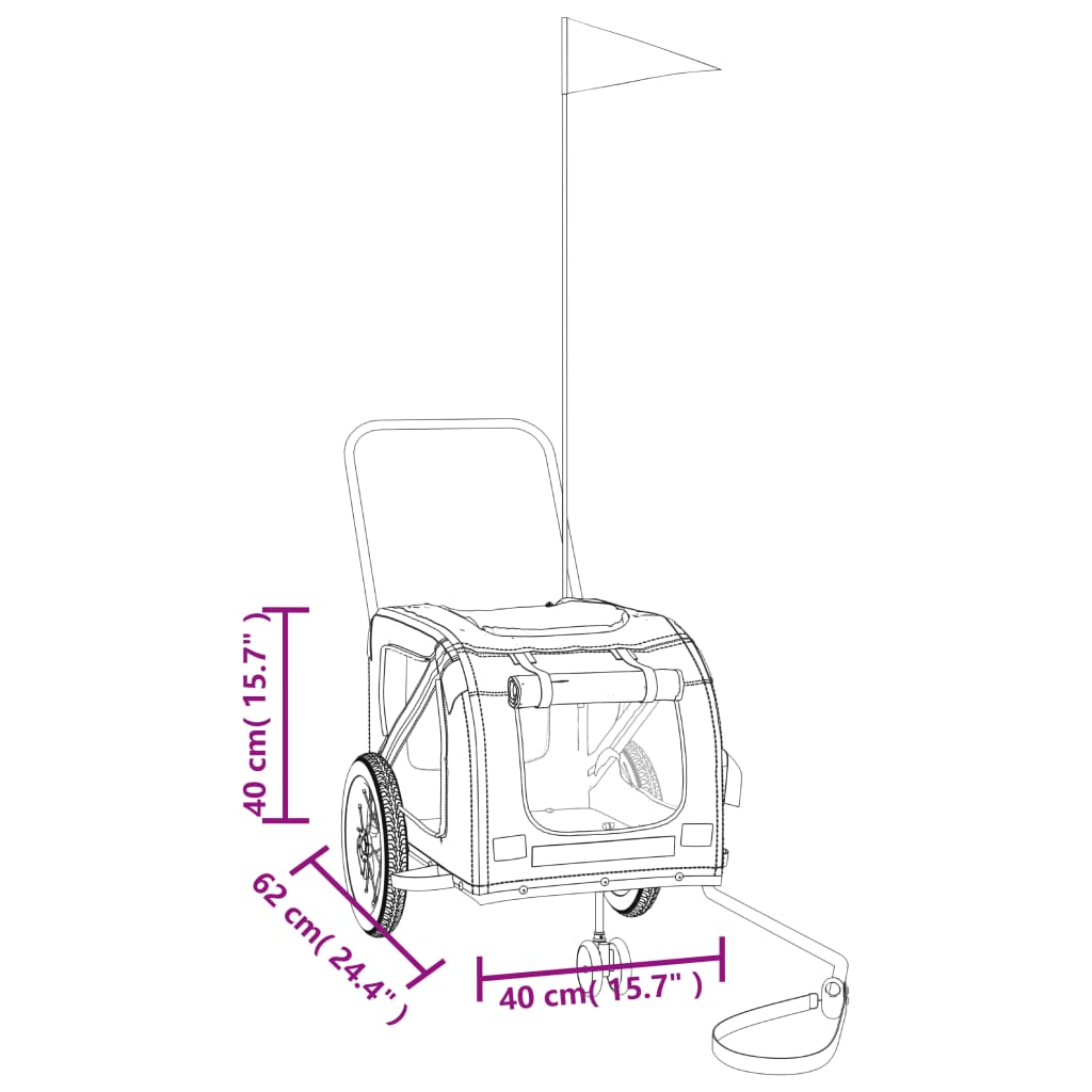 Rimorchio da Bici per Animali Rosso e Nero Oxford e Ferro