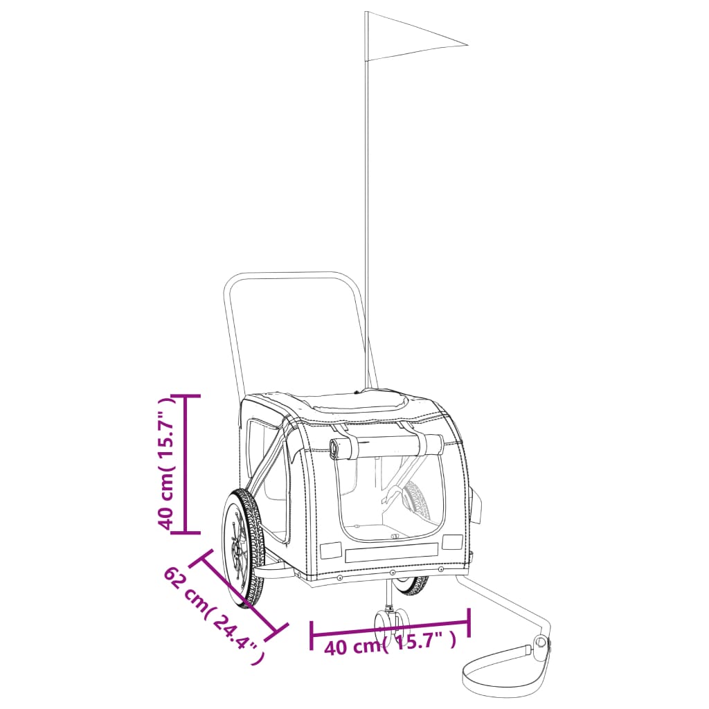 Rimorchio da Bici per Animali Giallo e Nero Oxford e Ferro