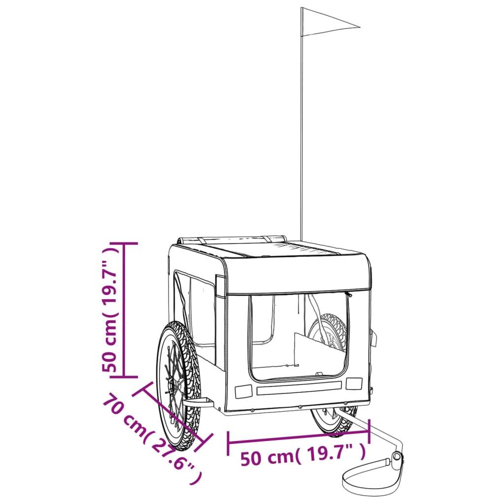 Rimorchio da Bici per Animali Arancione e Nero Oxford e Ferro