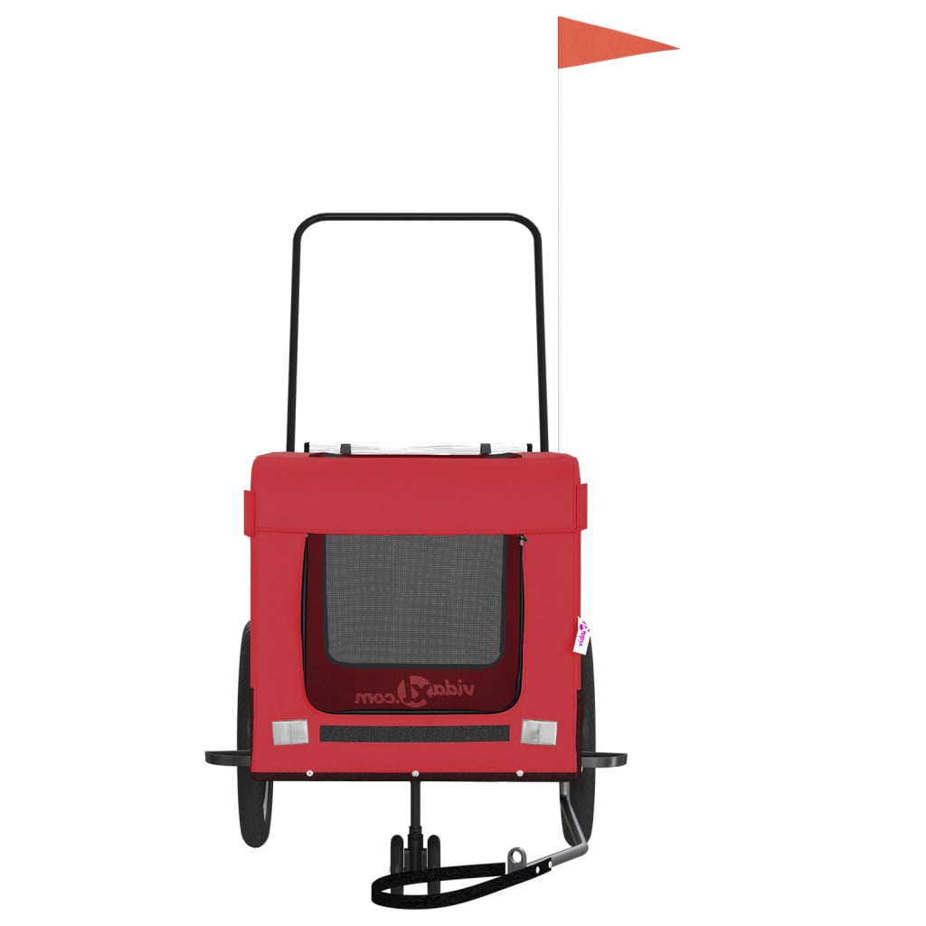 Rimorchio da Bici per Animali Rosso e Nero Oxford e Ferro