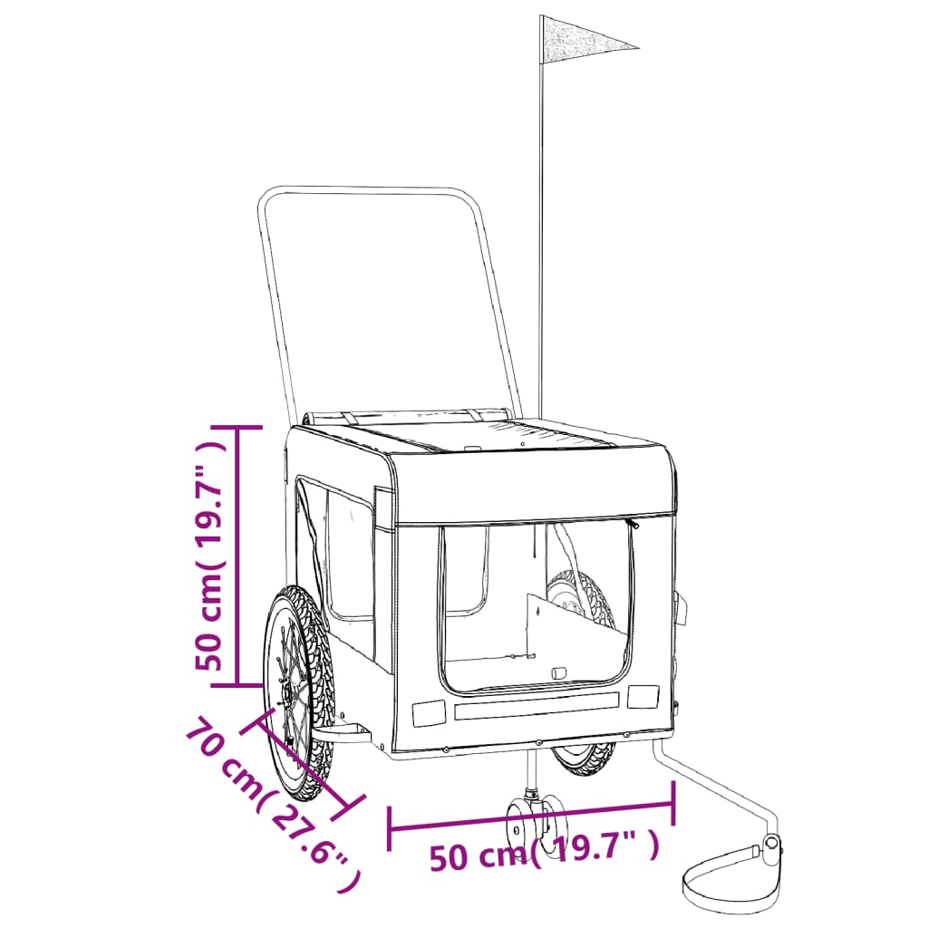 Rimorchio da Bici per Animali Blu e Nero Oxford e Ferro
