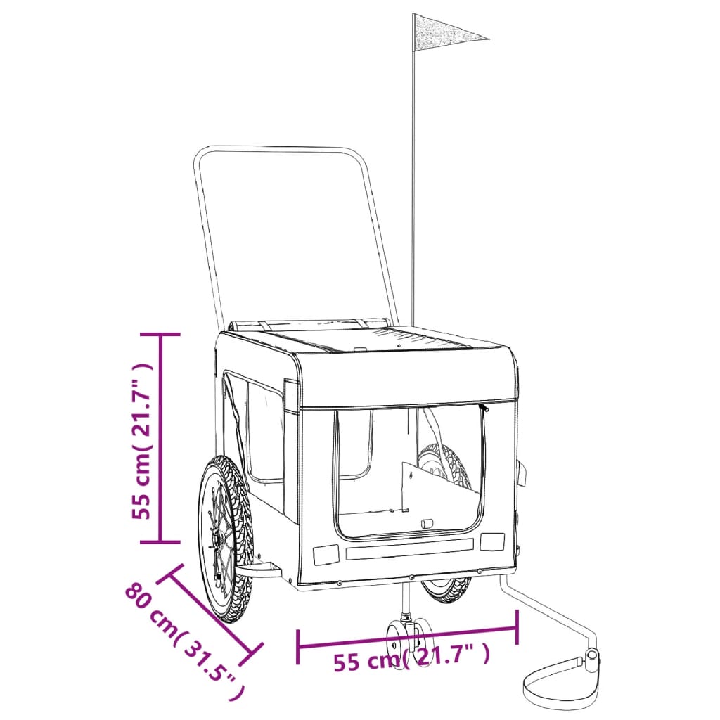 Rimorchio da Bici per Animali Giallo e Nero Oxford e Ferro