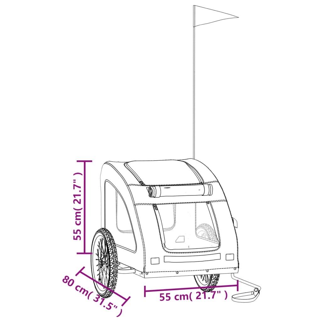 Rimorchio da Bici per Animali Grigio Oxford e Ferro