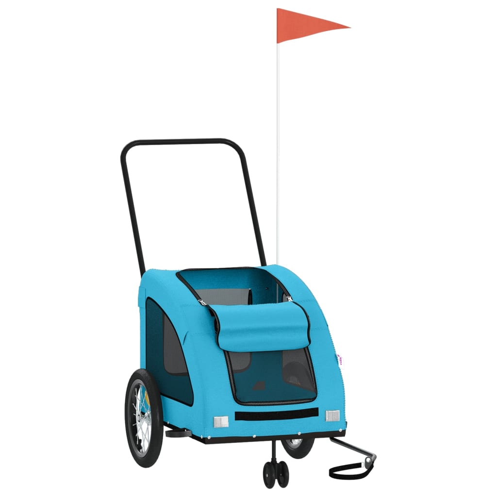 Rimorchio da Bici per Animali Blu Oxford e Ferro