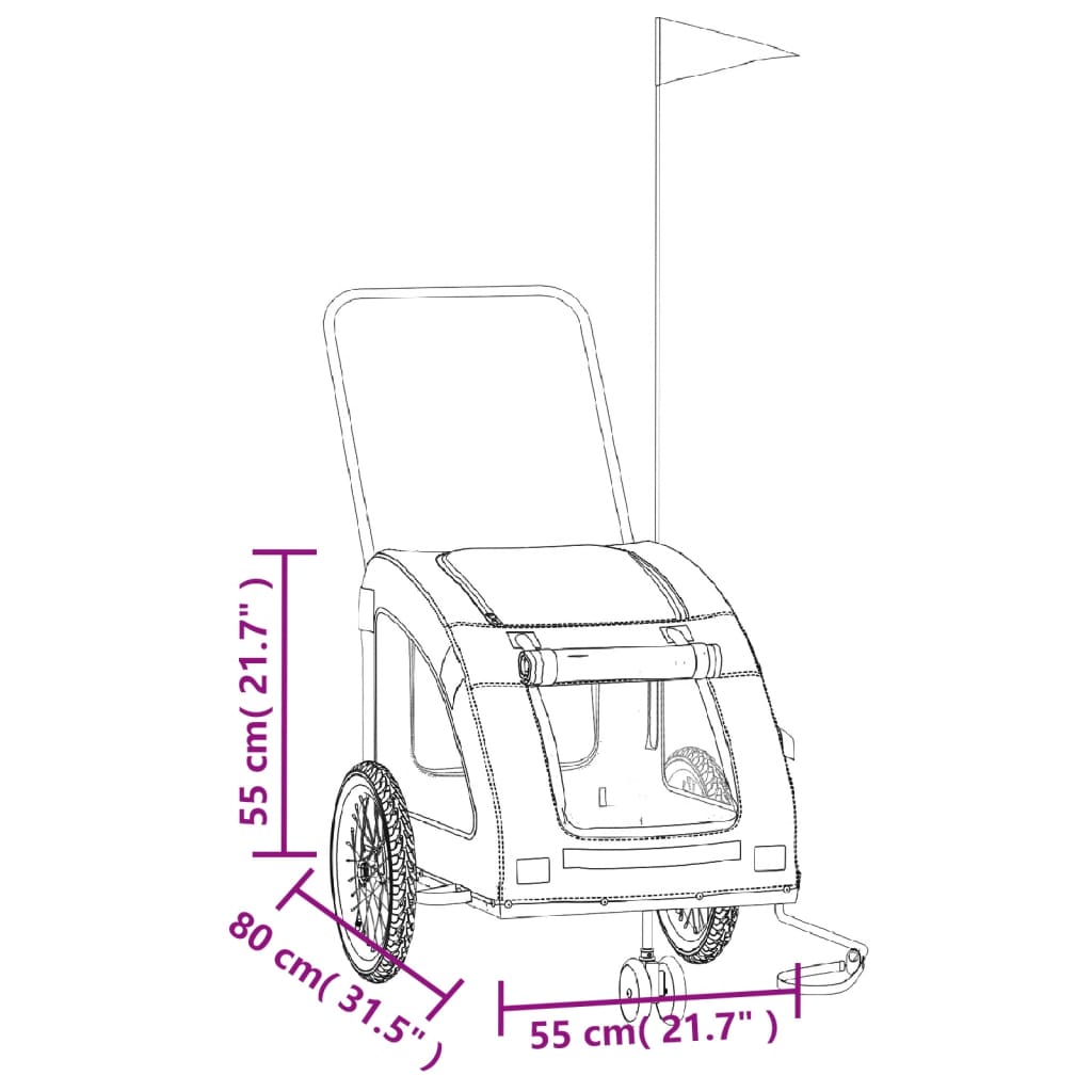 Rimorchio da Bici per Animali Grigio Oxford e Ferro