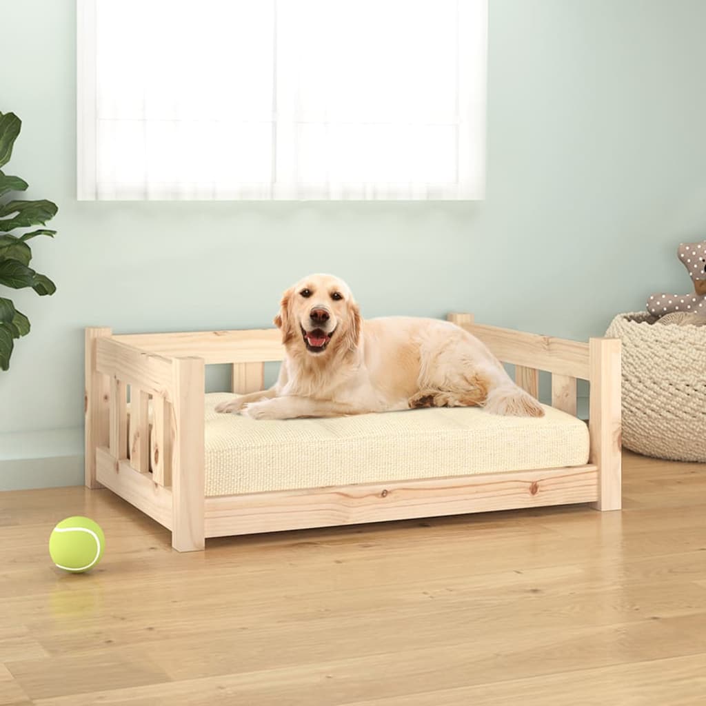  Letto per cani 75,5x55,5x28 cm in legno massello di pino