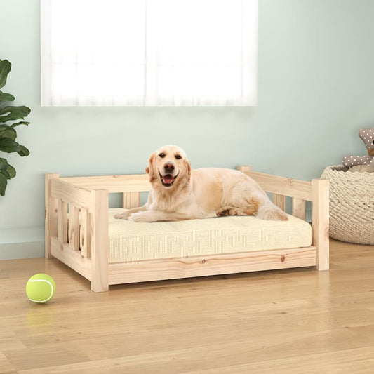  Letto per cani 75,5x55,5x28 cm in legno massello di pino