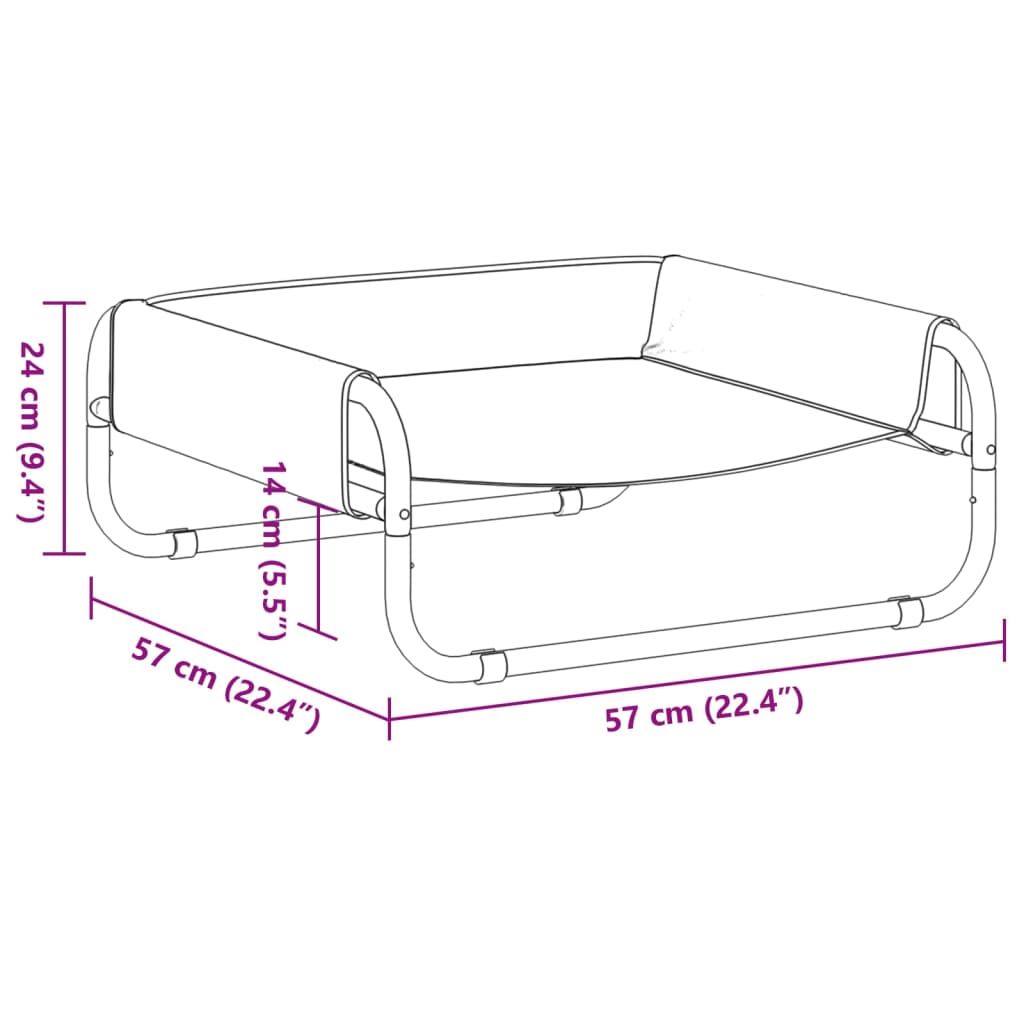  Cuccia per Cani Rialzata in Tela Oxford Antracite e Acciaio