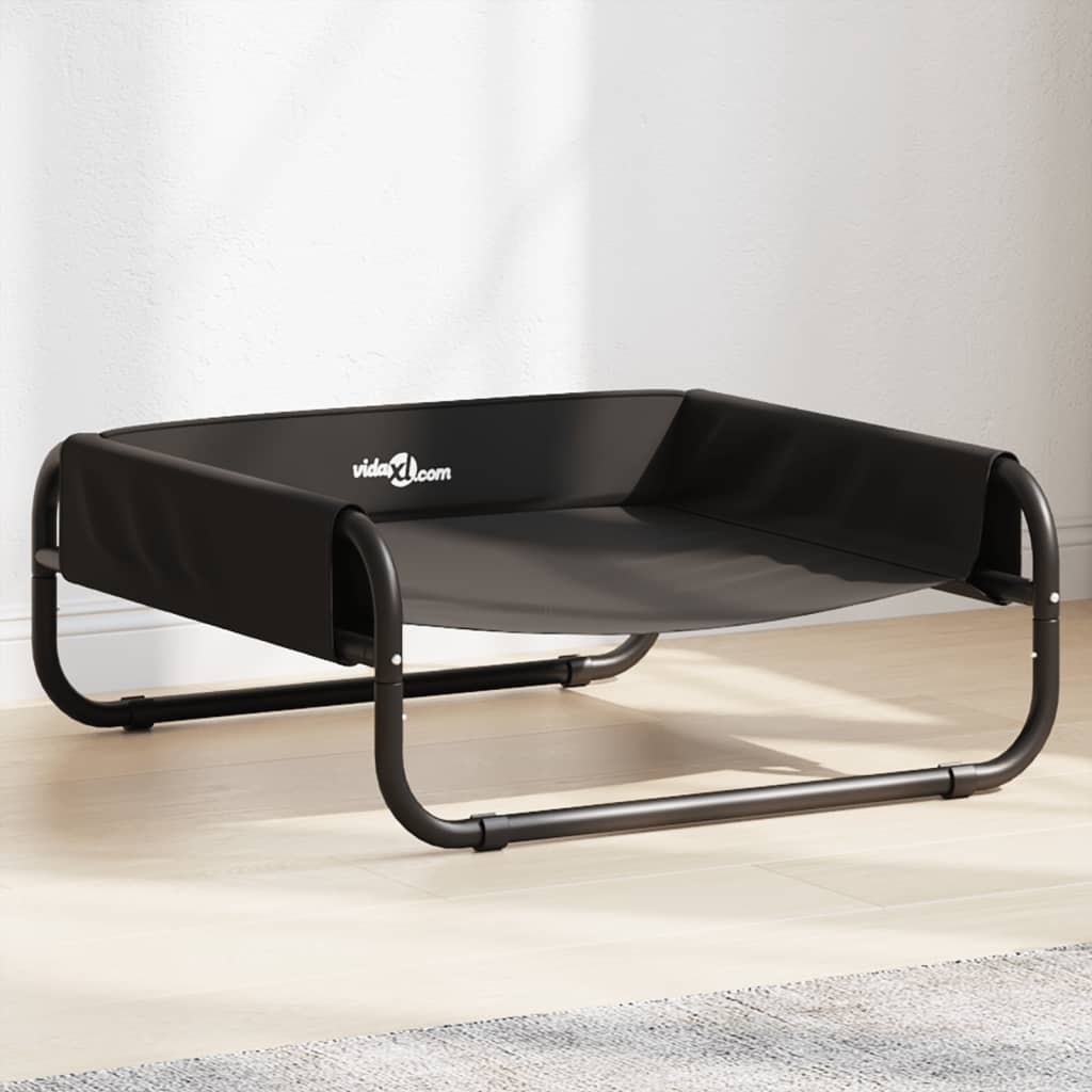  Cuccia per Cani Rialzata in Tela Oxford Antracite e Acciaio