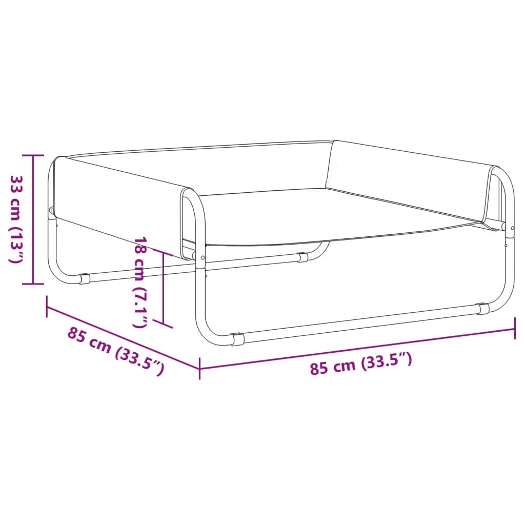  Cuccia per Cani Rialzata in Tela Oxford Antracite e Acciaio
