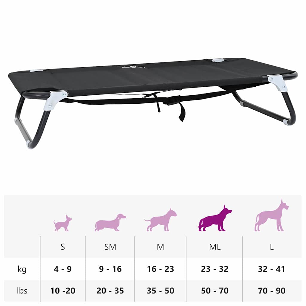  Letto per Cani Nero ML Tessuto Oxford e Acciaio