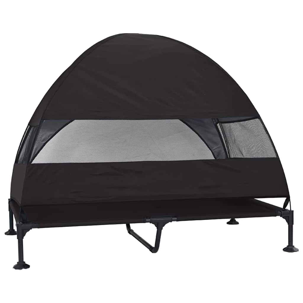  Letto per Cani Elevato Nero 127 x 81 x 108 cm Tessuto e acciaio