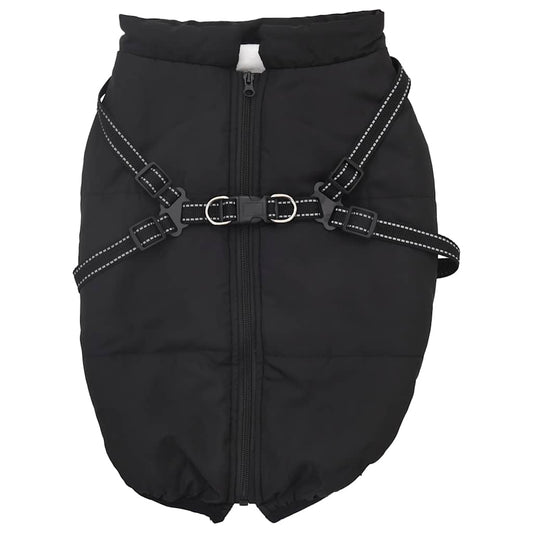 Cappotto Cani con Imbracatura Impermeabile Riflettente Nero L48