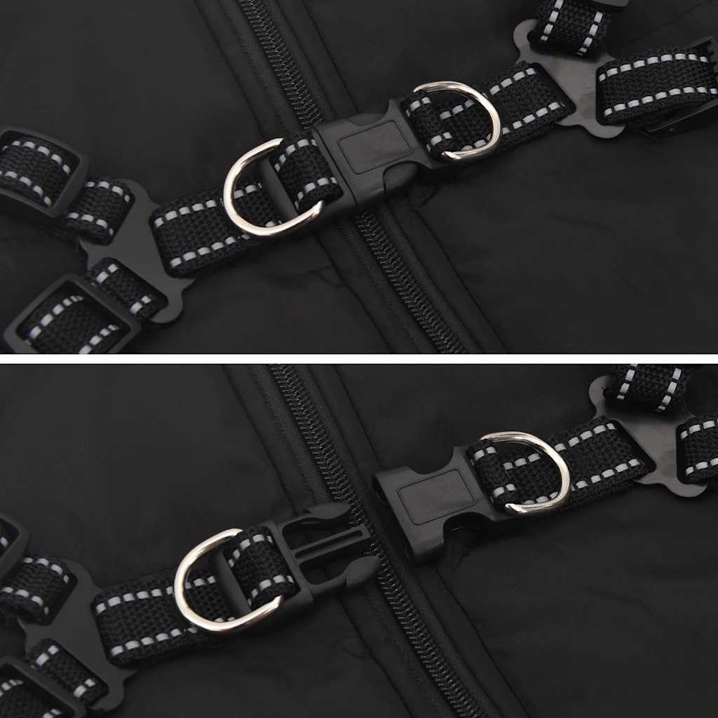 Cappotto Cani con Imbracatura Impermeabile Riflettente Nero L48