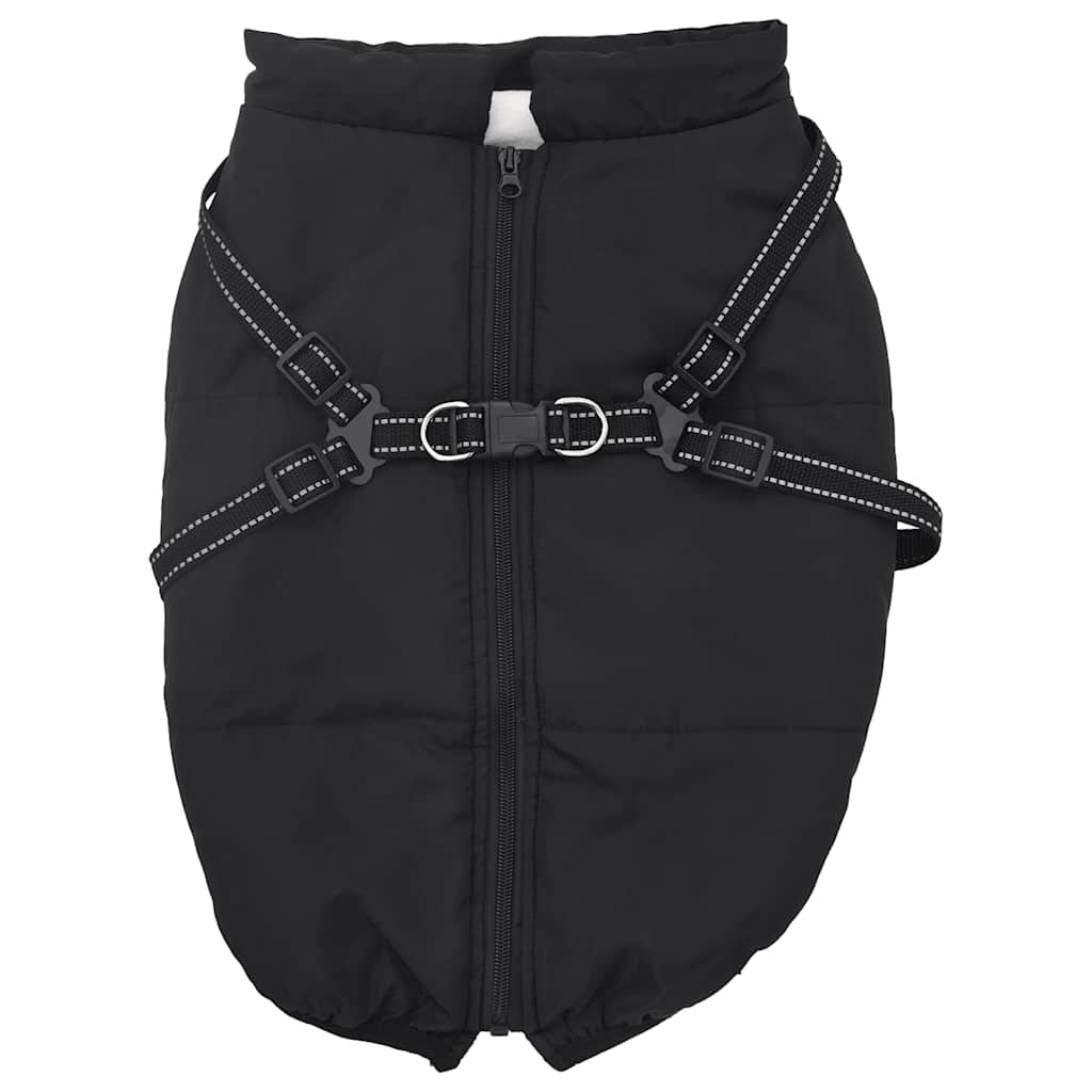 Cappotto Cani con Imbracatura Impermeabile Riflettente Nero L52