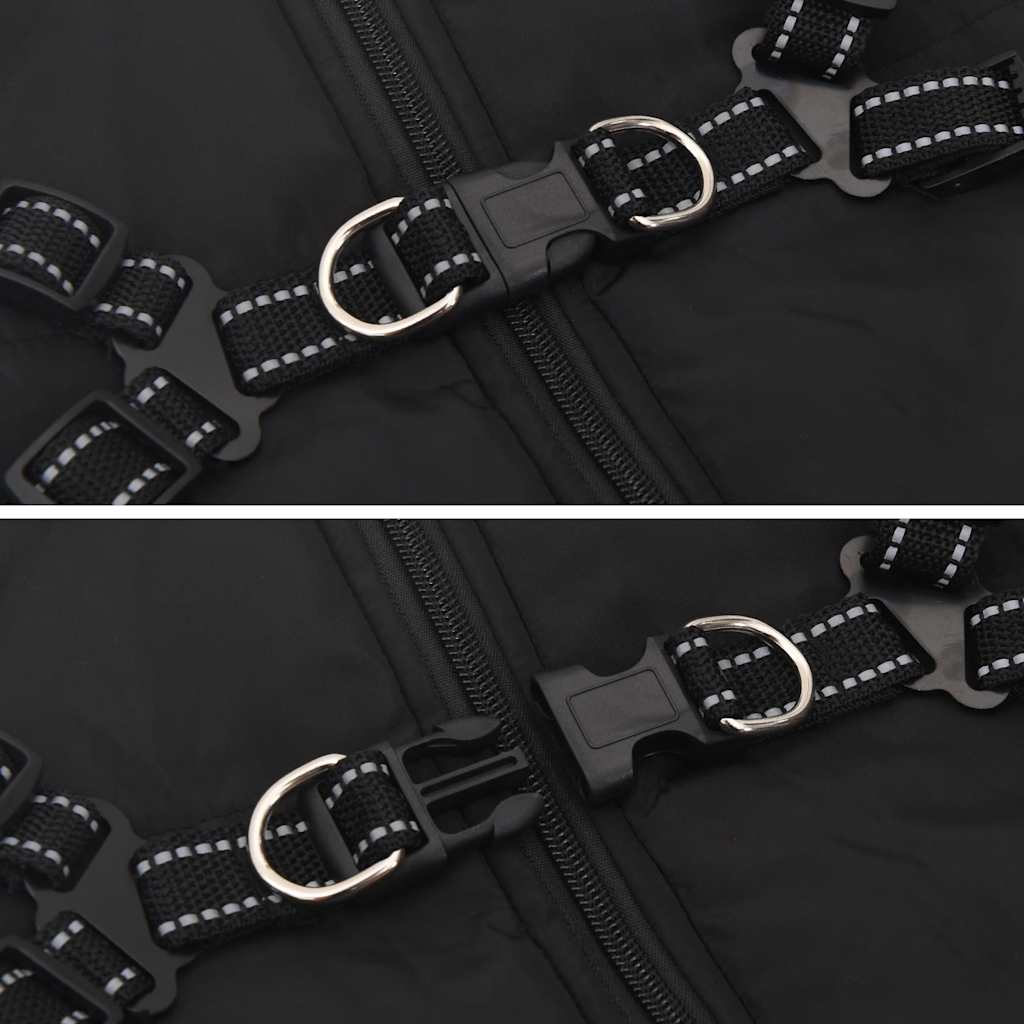 Cappotto Cani con Imbracatura Impermeabile Riflettente Nero L52