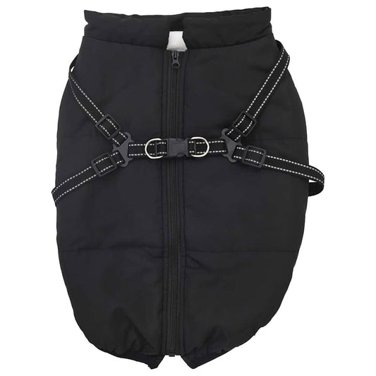 Cappotto Cani con Imbracatura Impermeabile Riflettente Nero L68