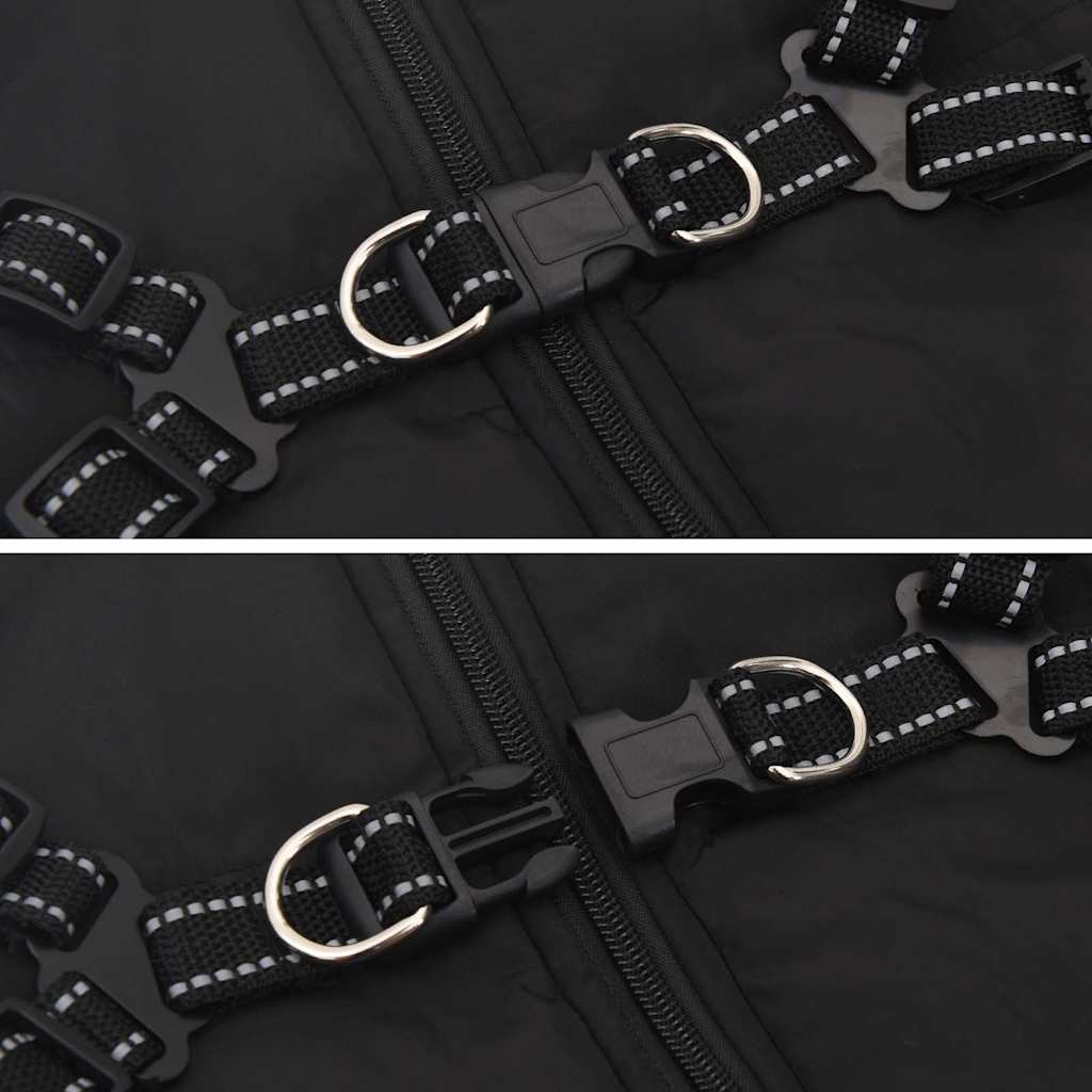 Cappotto Cani con Imbracatura Impermeabile Riflettente Nero L68