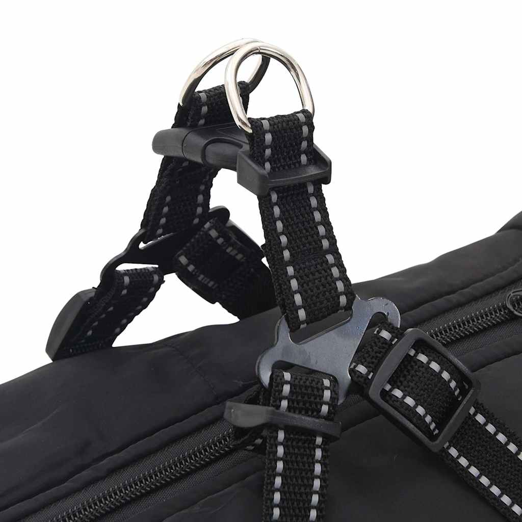 Cappotto Cani con Imbracatura Impermeabile Riflettente Nero L68