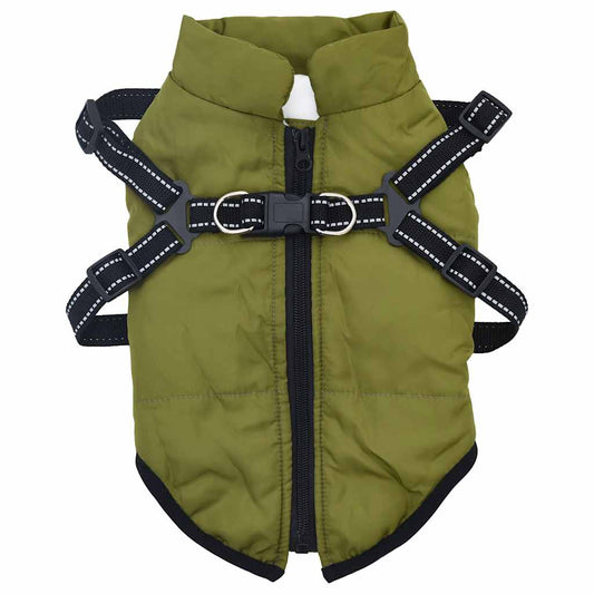 Cappotto Cani Imbracatura Impermeabile Riflettente Verde L28
