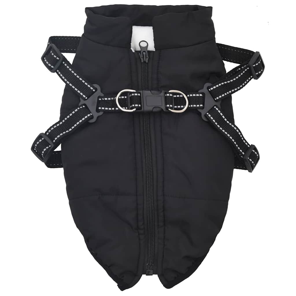 Cappotto Cani con Imbracatura Impermeabile Riflettente Nero L32