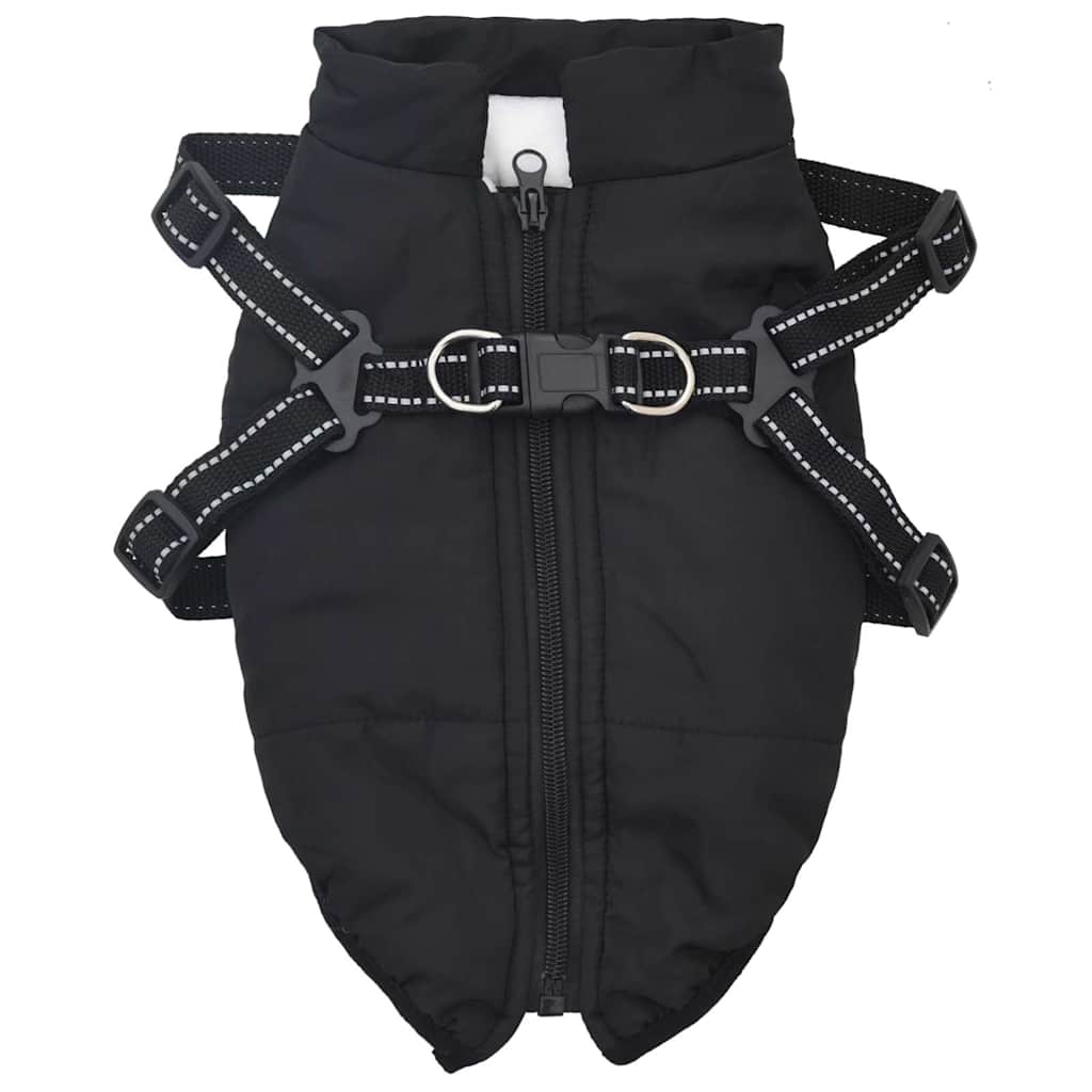 Cappotto Cani con Imbracatura Impermeabile Riflettente Nero L40