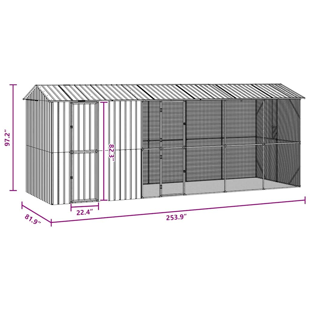 Gabbia per uccelli Antracite 645 x 208 x 247 cm Acciaio zincato