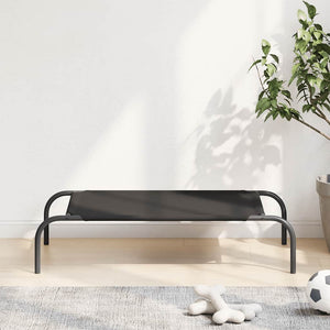  Cuccia per Cani Rialzata Nera 90x50x20 cm Tela Oxford e Acciaio