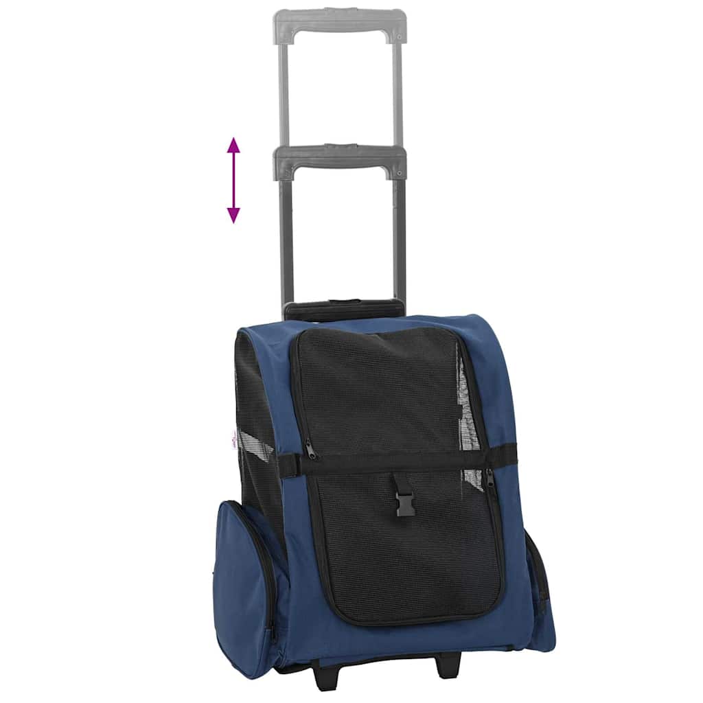 Carrello per animali domestici 3 in 1 Design Blu 48x32x(57-106) cm Tessuto Oxford