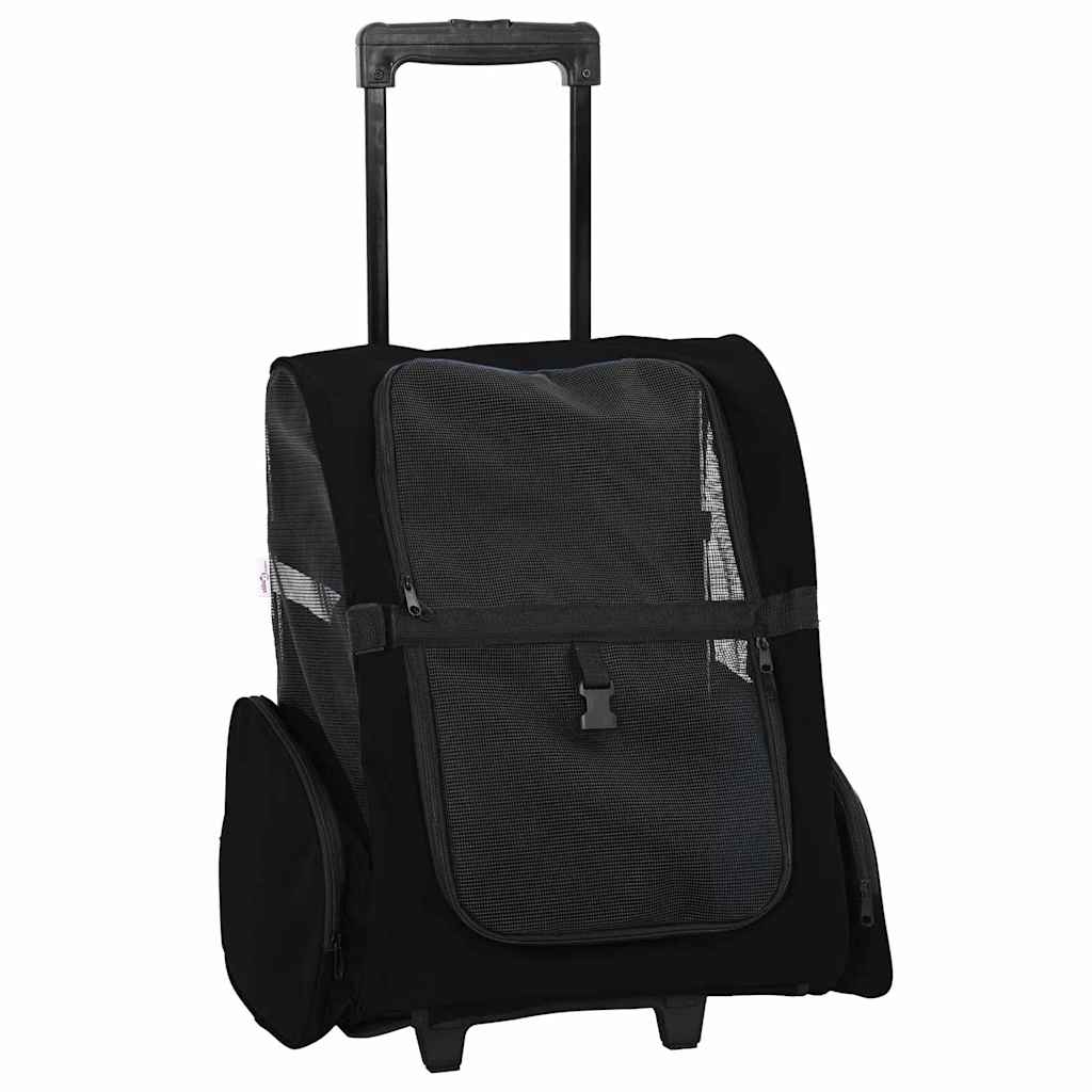Carrello per Animali 3 in 1 Design Nero 48x32x(57-106) cm Tessuto Oxford