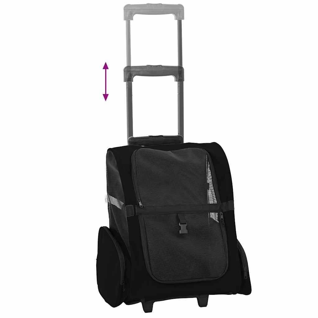 Carrello per Animali 3 in 1 Design Nero 48x32x(57-106) cm Tessuto Oxford