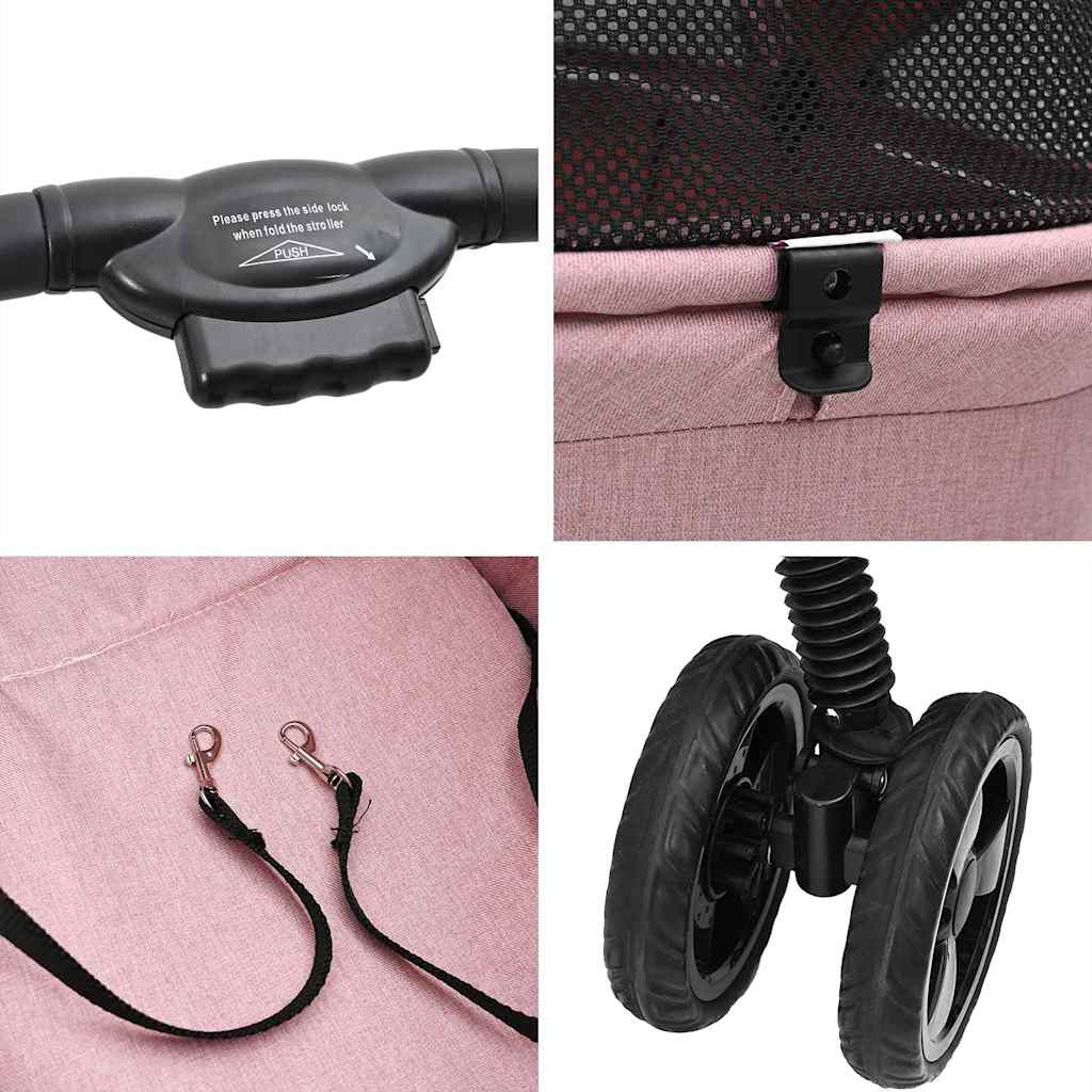 Passeggino pieghevole per animali Rosa 81 x 47 x 99 cm