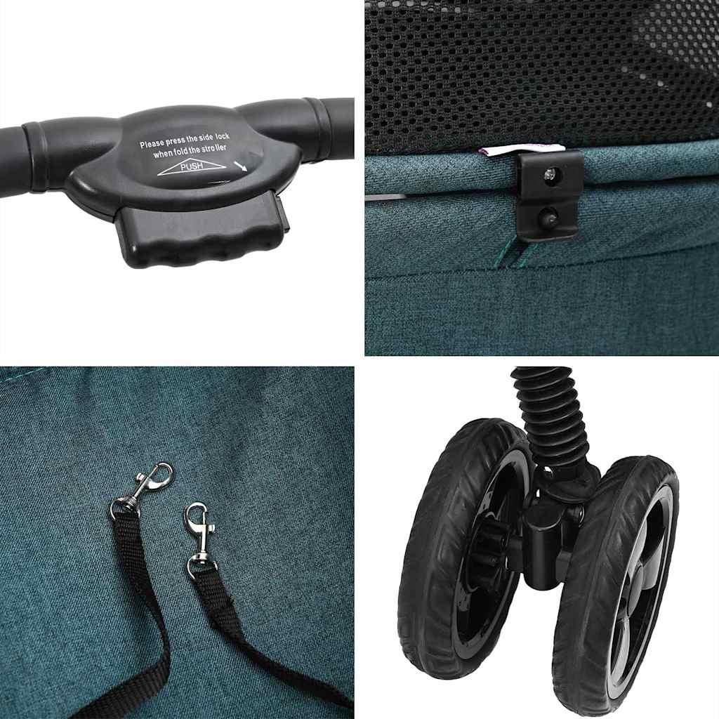 Passeggino pieghevole per animali Verde 81 x 47 x 99 cm