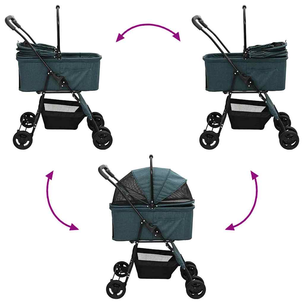 Passeggino pieghevole per animali Verde 81 x 47 x 99 cm