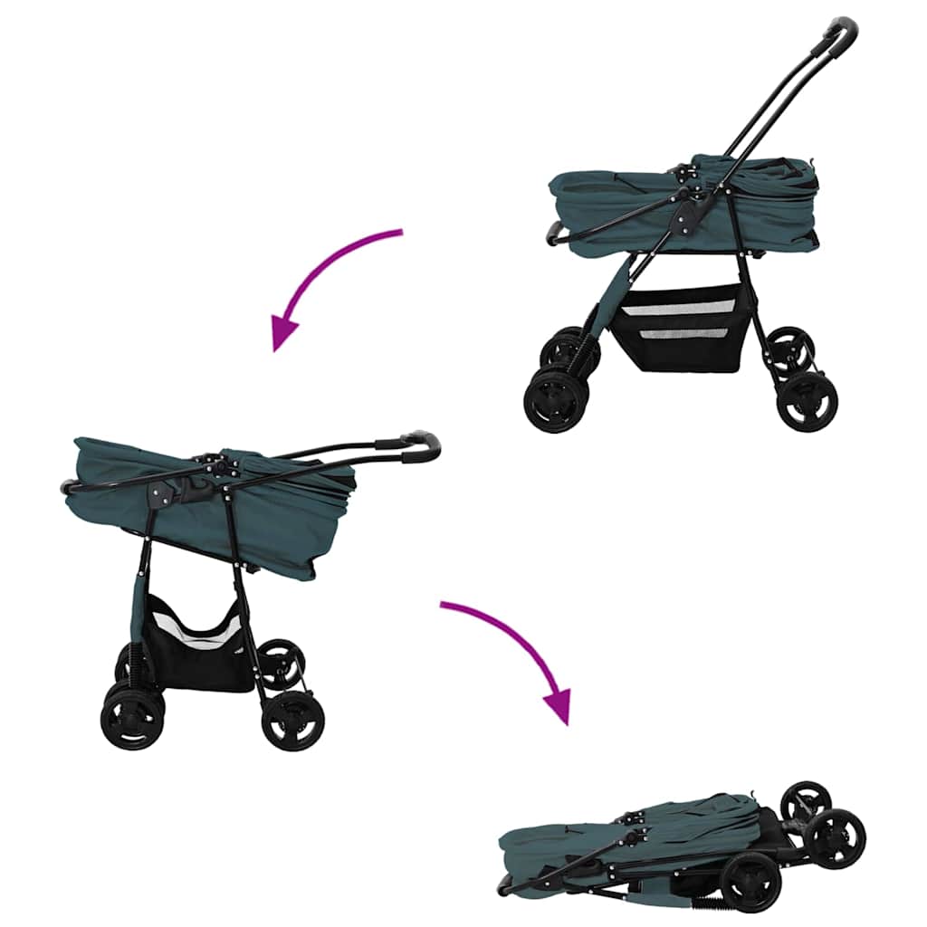 Passeggino pieghevole per animali Verde 81 x 47 x 99 cm