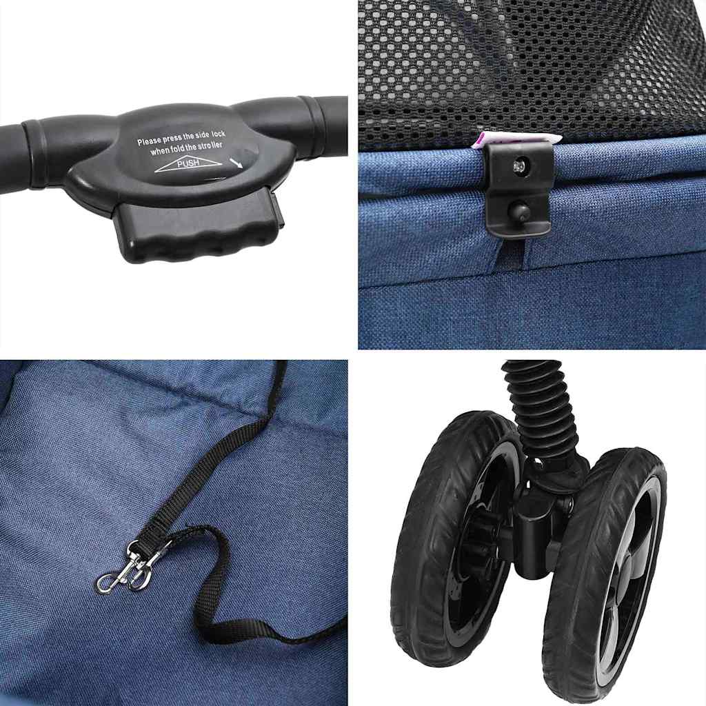 Passeggino pieghevole per animali Blu 81 x 47 x 99 cm