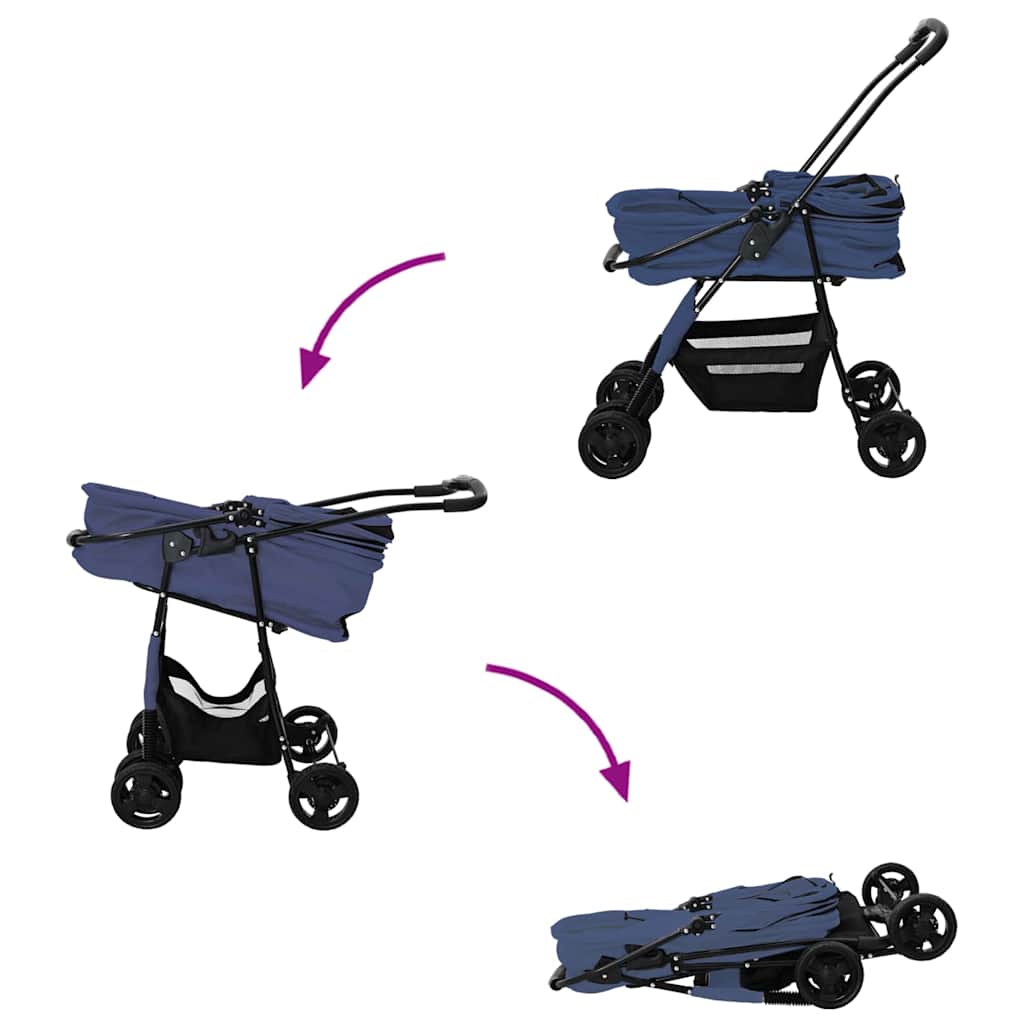 Passeggino pieghevole per animali Blu 81 x 47 x 99 cm