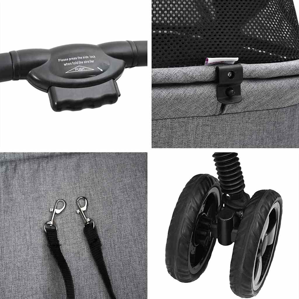 Passeggino pieghevole per animali Grigio 81 x 47 x 99 cm