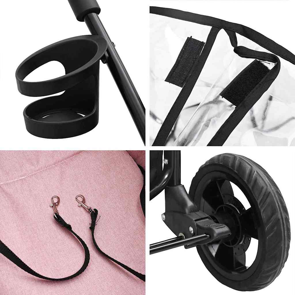 Passeggino pieghevole per animali Rosa 78 x 54 x 101 cm