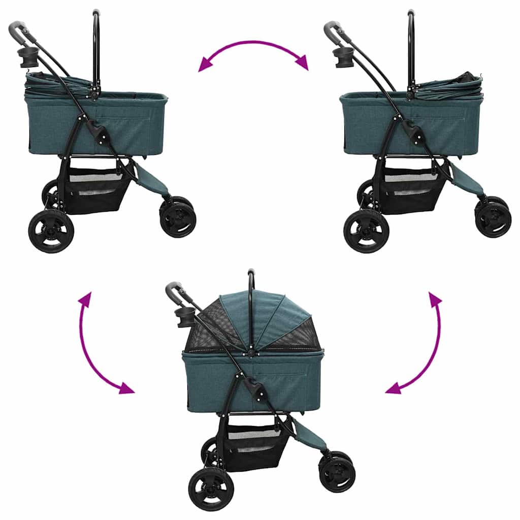Passeggino pieghevole per animali Verde 78 x 54 x 101 cm