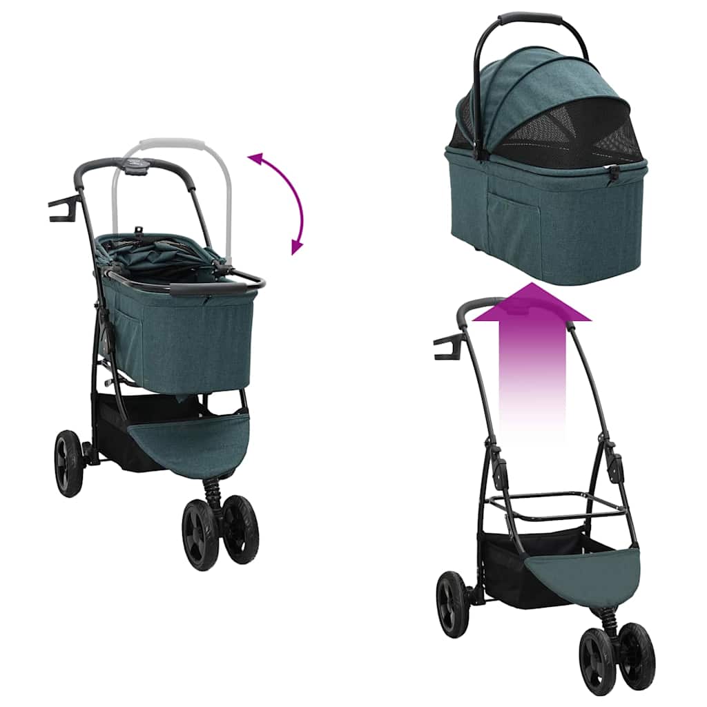 Passeggino pieghevole per animali Verde 78 x 54 x 101 cm