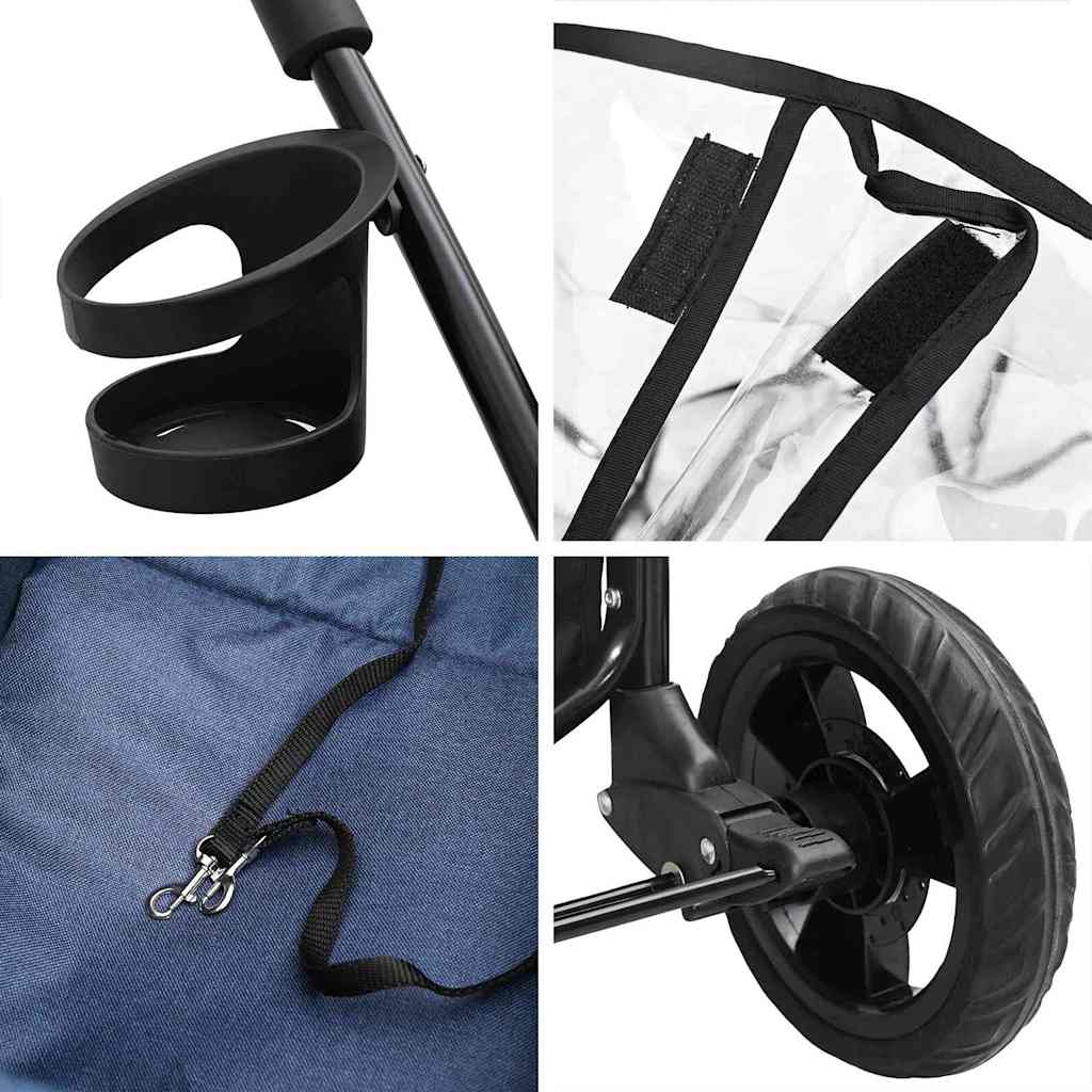 Passeggino pieghevole per animali Blu 78 x 54 x 101 cm