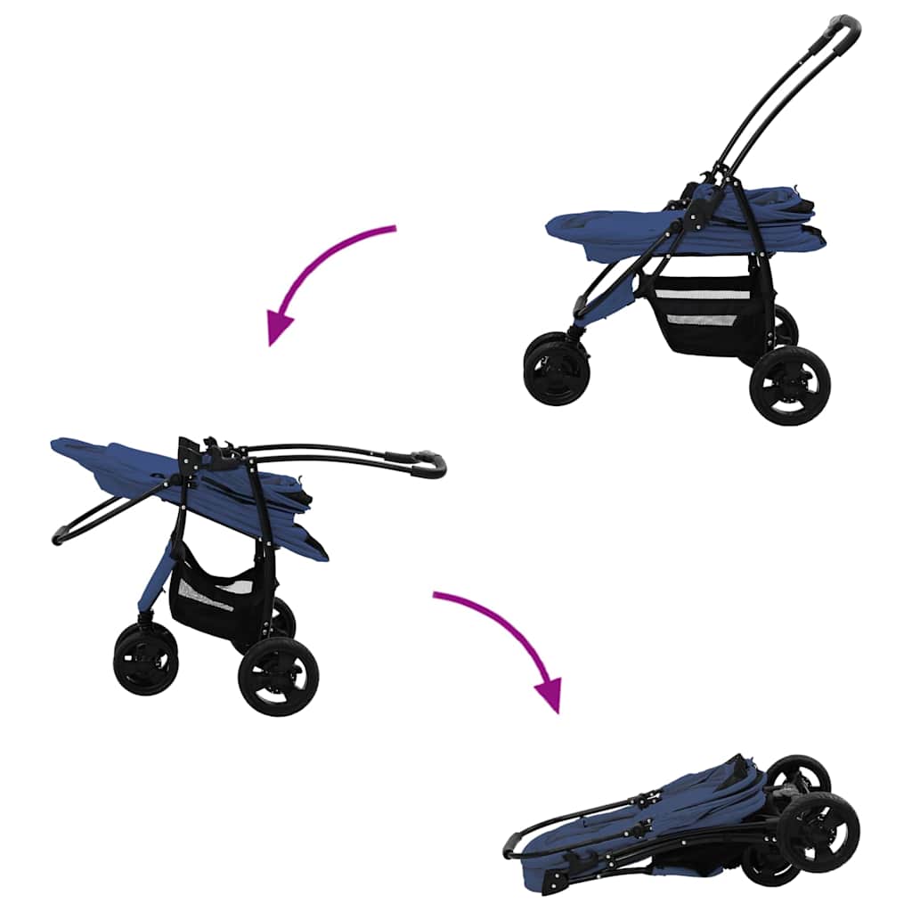 Passeggino pieghevole per animali Blu 78 x 54 x 101 cm