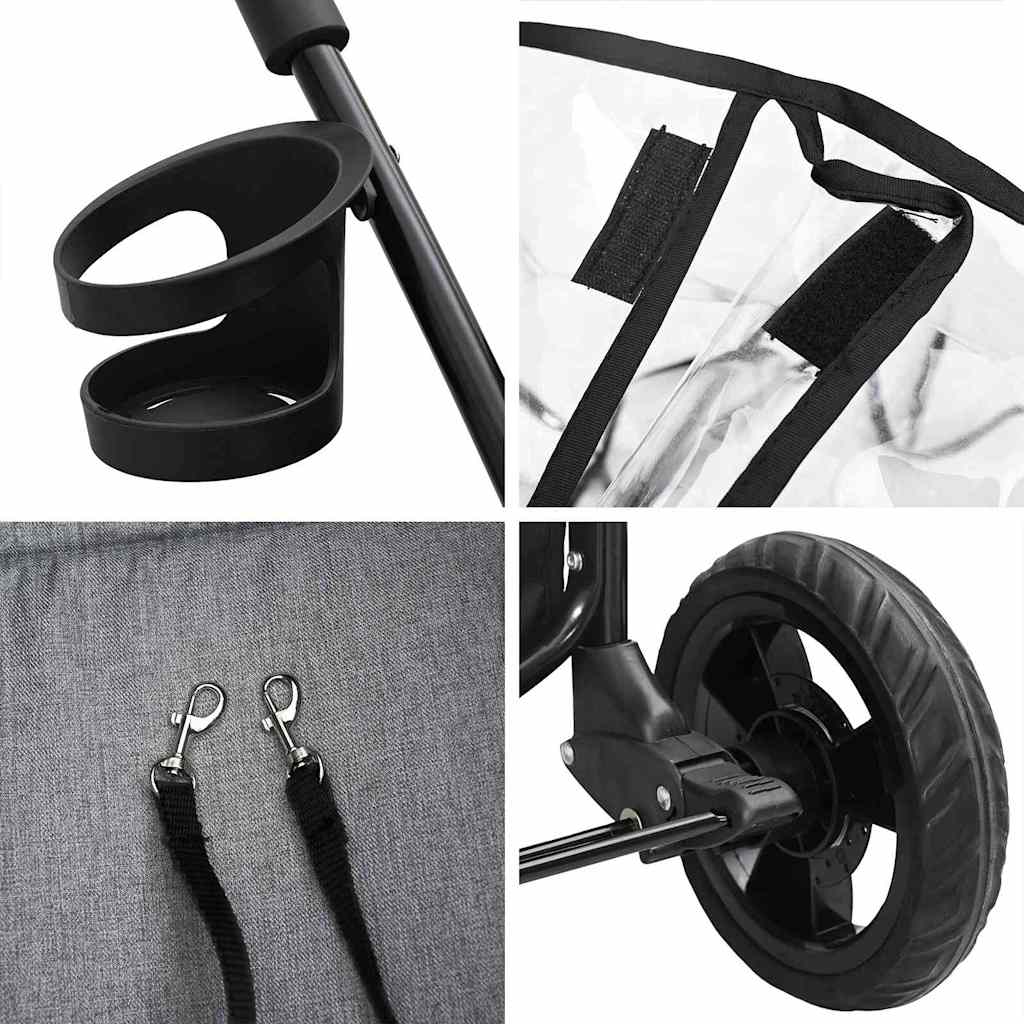 Passeggino pieghevole per animali Grigio 78 x 54 x 101 cm